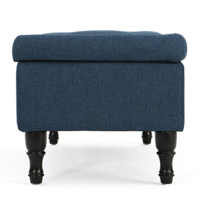 English Elm Christopher Knight Home® - HYATT Navy Blue Storage Ottoman with Tufted Suede Top, Dark Birch Legs, Plush Seat & Hidden Compartment 54744.00NBL