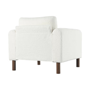 English Elm Christopher Knight Home® - Oversized Teddy Velvet Accent Chair with Curved Armrests, Tufted Mid-Century Design and Walnut Legs White N765P189679W