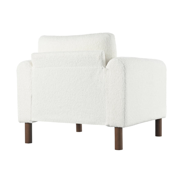 English Elm Christopher Knight Home® - Oversized Teddy Velvet Accent Chair with Curved Armrests, Tufted Mid-Century Design and Walnut Legs White N765P189679W