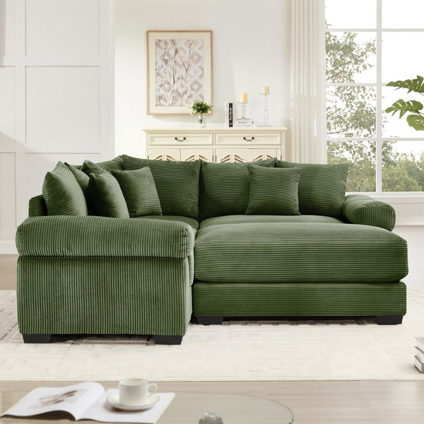 English Elm Oversized Modular Sectional Couch - Ultra-Comfortable Corduroy, Deep Seats & Flexible Design For Living Spaces W714S01339-GIGA