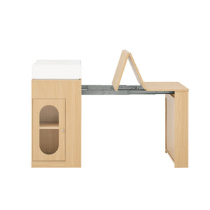English Elm [video] Trexm Extendable Kitchen Island with Power Outlet Drawers and Rolling Base XW000028AAN