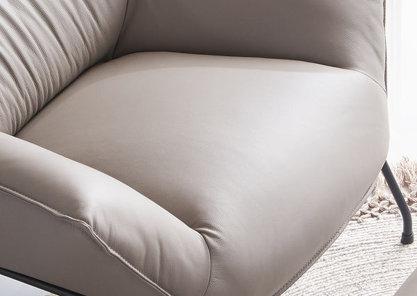 English Elm Jabel Khaki Top Grain Leather Accent Chair & Ottoman with Metal Frame, Full Foam Comfort, 37"H B2726S00392