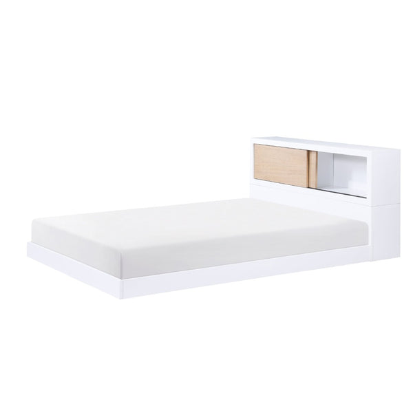 English Elm White Full Bed With Bookcase Headboard - Stylish Youth Furniture With Storage For Modern Bedrooms B011S01616-GIGA