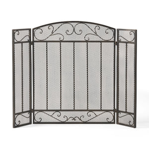 English Elm Christopher Knight Home® - FIRE Decorative Iron Fireplace Screen with Durable Mesh Shield and Classic Curved Frame for Safety and Style Black+Gold 65184.00