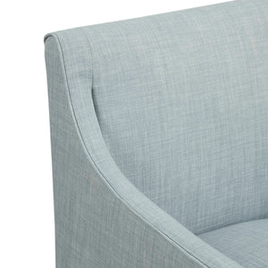 English Elm Skirted Charlotte Upholstered Dining Arm Chair with Hidden Casters, Light Grey Woven Fabric, Padded Comfort B035P217811