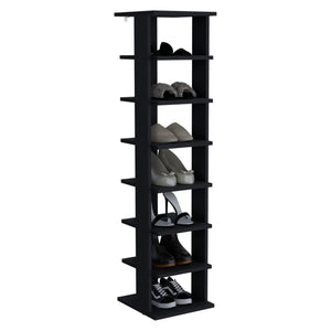 English Elm Shoe Organizer with 7 Shelves for Small Spaces — Durable Engineered Wood, Eco-Certified, Stylish Storage Black 52.76 L x 16.93 W x 3.15 H B097P369417