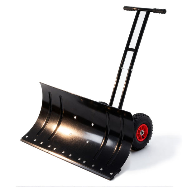 English Elm 30" Carbon Steel Snow Pusher with Wheeled Frame and Adjustable Ergonomic Handle W1422P362636