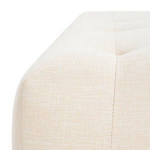 English Elm Christopher Knight Home® - Rectangular Tufted Linen Ottoman Bench With Solid Wood Legs - Versatile Beige Footstool & Seating N757P296695I