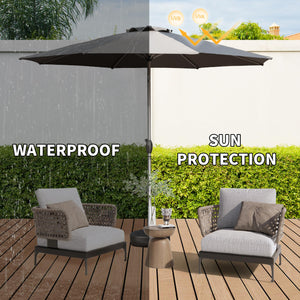English Elm 10FT Patio Umbrella with Crank & Push-Button Tilt, UV-Resistant 180G Polyester Canopy, Wind Vent, Durable Ribs Gray W1859P195943