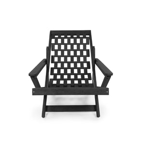 English Elm Pinecrest Outdoor Folding Lounge Chair Recycled Hdpe Reclining Patio Seat with Cushion Black B2745P409690