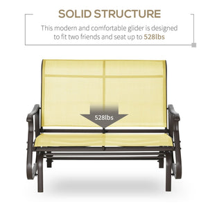 English Elm Outsunny 2-Person Outdoor Glider Bench Loveseat, Durable Patio Rocking Chair For Garden & Porch W2225P217091-GIGA