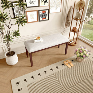 English Elm Upholstered Bench with Padded Seat and Solid Wood Legs, 39.75" Contemporary Entryway and Bedroom Accent Piece Cherry N752P271804C