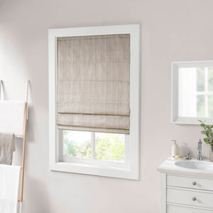 JLA Home Madison Park - Basketweave Room Darkening Cordless Roman Shade with Thermal Foam Insulation and Safe Cordless Lift Taupe MP40-7325