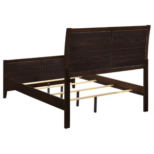 English Elm Werner Full Bedroom Set with Leatherette Accents in Warm Cappuccino Wood Finish B062S00770
