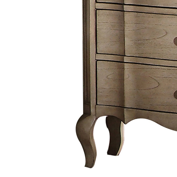 English Elm Antique Elegant 3-Drawer Nightstand with Dovetail Drawers, Felt-Lined Top, Full-Extension Glides taupe B062P215399