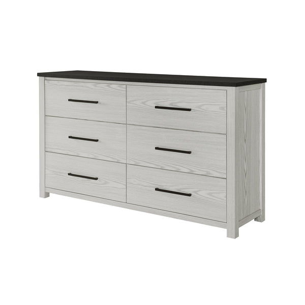 English Elm Avery Solid Wood Chest with Dark Brown Top, Spacious Drawers, Black Bar Handles, Block Feet and Style Beige 64.76 L x 20.47 W x 42.13 H B201P390580