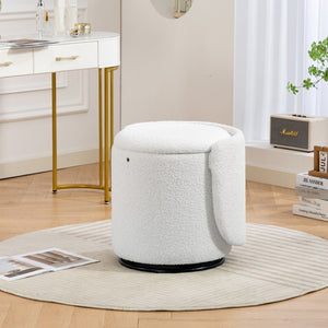 English Elm Stylish Barrel Swivel Accent Chair Upholstered Seat with Storage for Vanity or Dining W3248P424634