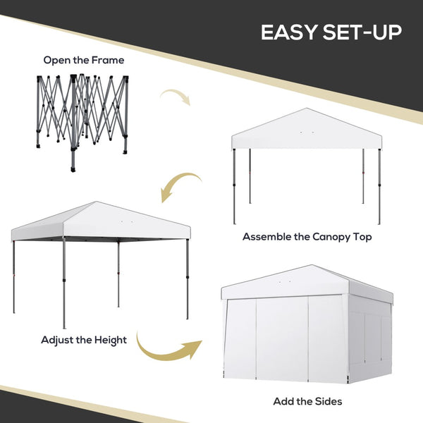 English Elm Outsunny 9.7' X 9.7' Pop Up Canopy Tent With Mesh Windows, Uv Protection & Carry Bag For Events W2225P200768-GIGA
