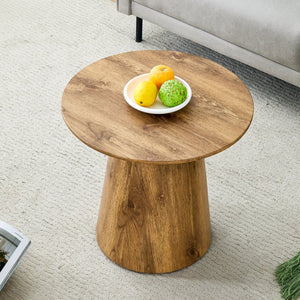 English Elm Natural Wood Grain Mdf Round Side Table Compact Accent for Living Room or Bedroom W2920P232763