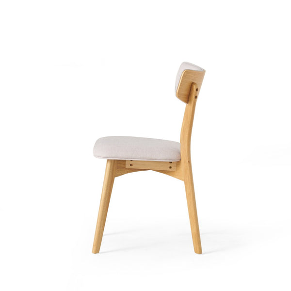 English Elm Caleb Mid-century Upholstered Dining Chair Set of Four with Tapered Oak Legs Light Beige,Natural N768P282333L
