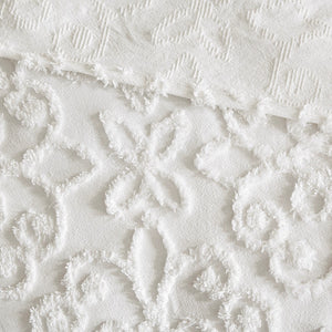 English Elm 5 Piece Tufted Cotton Chenille Daybed Set Twin Off-White Medallion Design OEKO-TEX, Cozy Cottage Chic B035129063