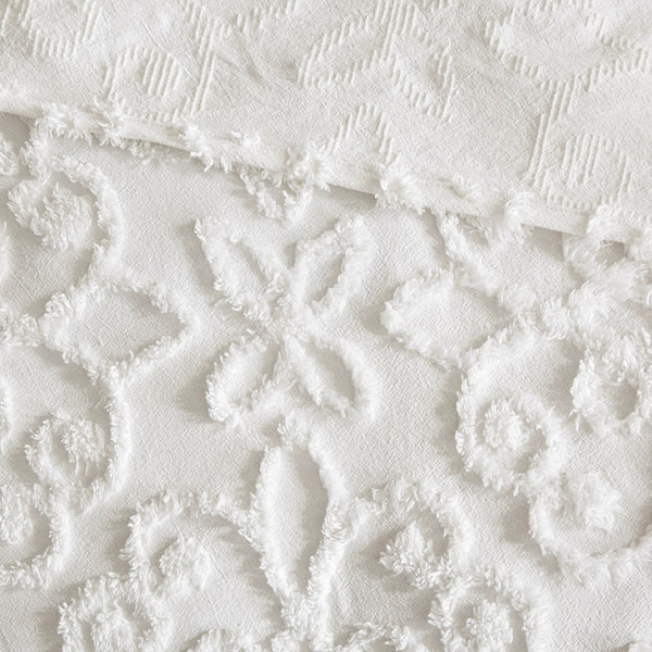 English Elm 5 Piece Tufted Cotton Chenille Daybed Set Twin Off-White Medallion Design OEKO-TEX, Cozy Cottage Chic B035129063