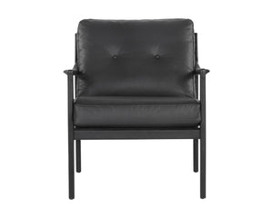 Sunpan Gilmore Lounge Chair - Bold Mid-Century Design with Solid Oak Frame and Luxurious Leather Seatback Black / Black Leather