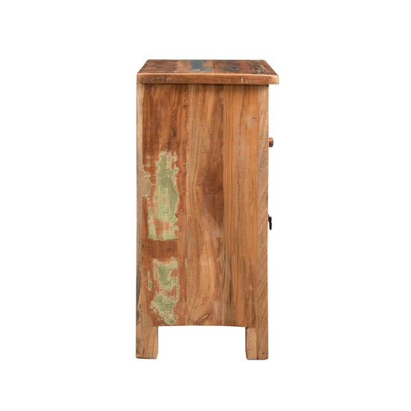 English Elm Christopher Knight Home® - CARVED Recycled Wood Side Table in Natural Finish with Distressed Paint, Drawer & Cabinet Storage 66416.00