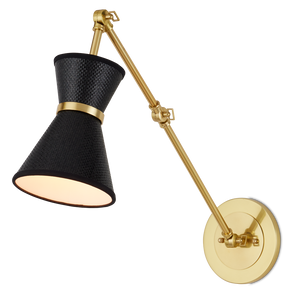 Avignon Wall Sconce - Handmade Black Paper Shade & Polished Brass Finish, French Chic Design Accent