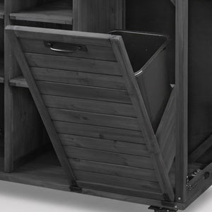 English Elm K&k Outdoor Rolling Kitchen Island Fir Wood Stainless Steel Top with Foldable Prep Station Black N707P370276B