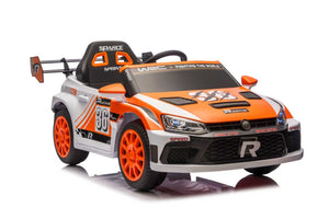 English Elm 12v4a Kids Ride on Car Dual Motor Luxury Coupe with Remote Control and Shock Absorbers Orange W1620P326866