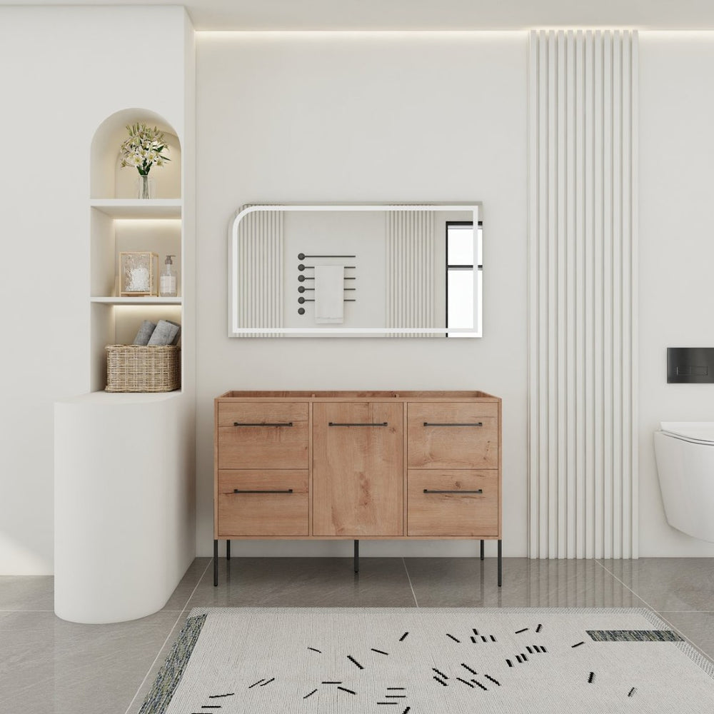 English Elm 48" Freestanding Bathroom Vanity with Soft Close Door 4 Drawers Plywood Build W999P405132