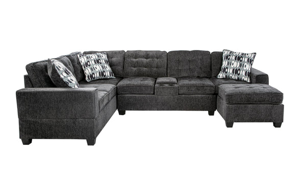 English Elm Oslo Gray Upholstered Sectional Sofa With Cup Holders | Spacious, Modern Comfort For Family Rooms B078S00593