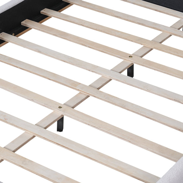 English Elm Christopher Knight Home® - Queen Size Bed Frame With Stylish Boucle Upholstered Headboard, Solid Wood Base, Easy Assembly N757Q329188W