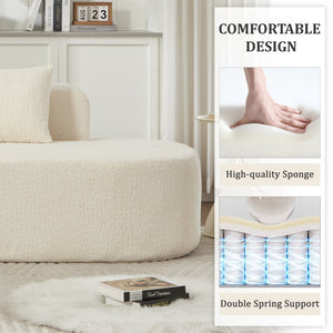 English Elm 110.2 Curved L-Shape Boneless Couch White - Deep-Seat Sectional with 5 Pillows, Memory Foam Comfort W1249S00009