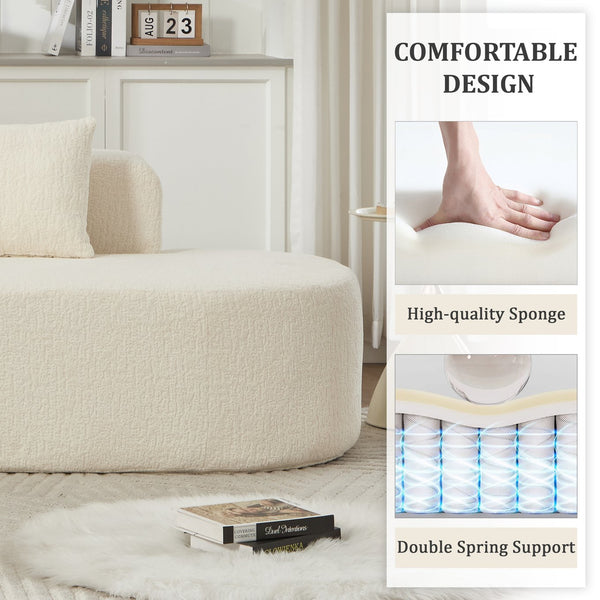 English Elm 110.2 Curved L-Shape Boneless Couch White - Deep-Seat Sectional with 5 Pillows, Memory Foam Comfort W1249S00009