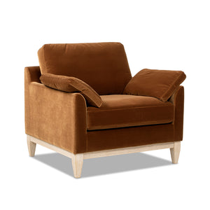 English Elm Jennifer Taylor Home - Pasadena 36" Wide Modern Farmhouse Accent Arm Chair In Cozy Burnt Orange Velvet For Stylish Living B2719P385739