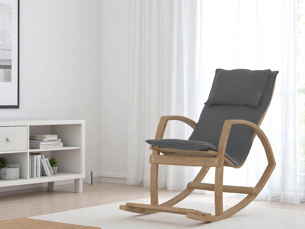 English Elm Modern Children's Rocking Chair with Sturdy Wooden Frame, Upholstered High Back, Washable Fabric, Safe Soothing Motion for Nursery and Playroom (Ages 0-8) Dark Gray B029P330085