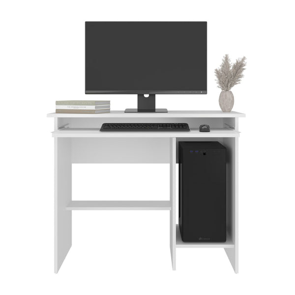 English Elm Koyuk White Computer Desk with Keyboard Tray Cpu Storage and Lower Shelf for Home Office B097P474288