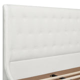 Brooks Tufted Shelter Platform Bed, Queen, Antique White with Wingback Headboard and Biscuit Tufting - 66x86x48