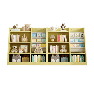 English Elm Yellow Toddler Wooden Bookcase with 4-Tier Sling Pockets Montessori Kids Storage Shelf for Playroom W2876P233539