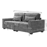 Christopher Knight Home® - Noble House - - 79.5" Modern Fabric Sofa With Plush Cushions, Sleek Arm Design, And Sturdy Solid Wood Frame – Comfortable Seating For Living Room, Bedroom, Or Office Lounge