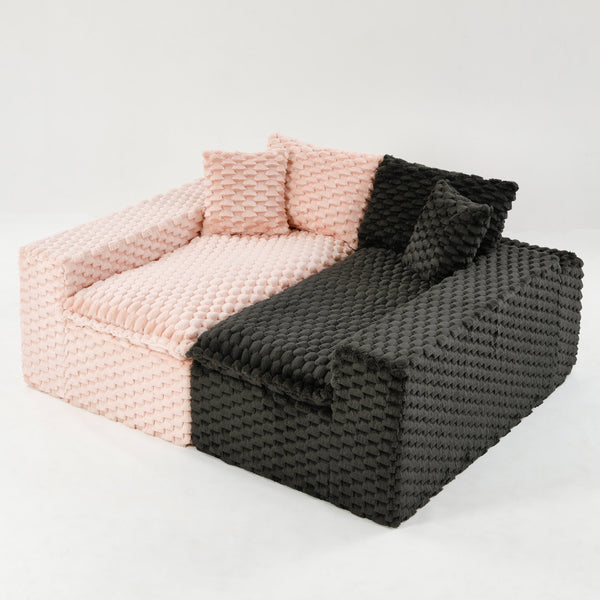 English Elm Luxury Color-Block Turtle Velvet Multifunctional Sofa - Cozy, Stylish Living Room Furniture For Any Space W3371S00051