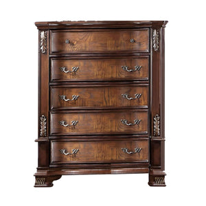 English Elm Brown Cherry Chest with Genuine Marble Top Bronze Hardware Traditional Bedroom Storage B2741P448891