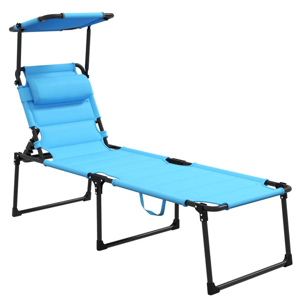 English Elm Outsunny Adjustable Outdoor Lounge Chair With Cushioned Seat, Sunshade Roof & Portable Design For Relaxation W2225P200579-GIGA