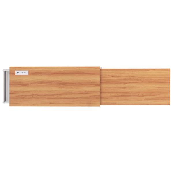 English Elm K&k Rolling Kitchen Island with Extendable Table Open Shelving and Built-in Power Outlet White N707P360278W
