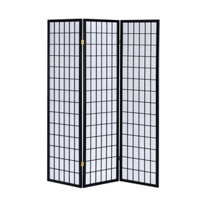 English Elm 3-Panel Folding Shoji Screen Room Divider with Brown Wood Frame for Privacy, Decorative Accent, 72" Black B016P370025