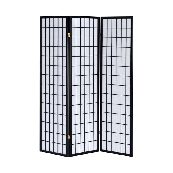 English Elm 3-Panel Folding Shoji Screen Room Divider with Brown Wood Frame for Privacy, Decorative Accent, 72" Black B016P370025