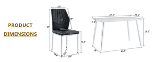 English Elm Table and Chair Set Marble Glass Top with Silver Legs Four Seat Dining Vignette W1151S04640