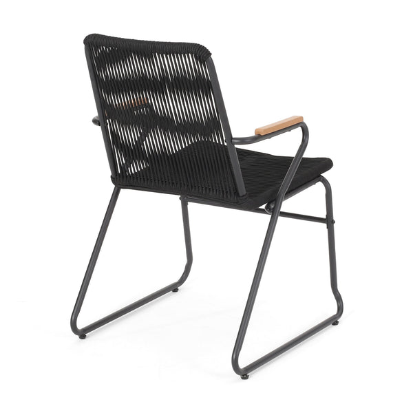 English Elm Christopher Knight Home® - MOONSTONE Black Woven Rope Club Chairs Set – Modern Powder-Coated Iron Frame, Durable Handcrafted Design 67841.00BLK